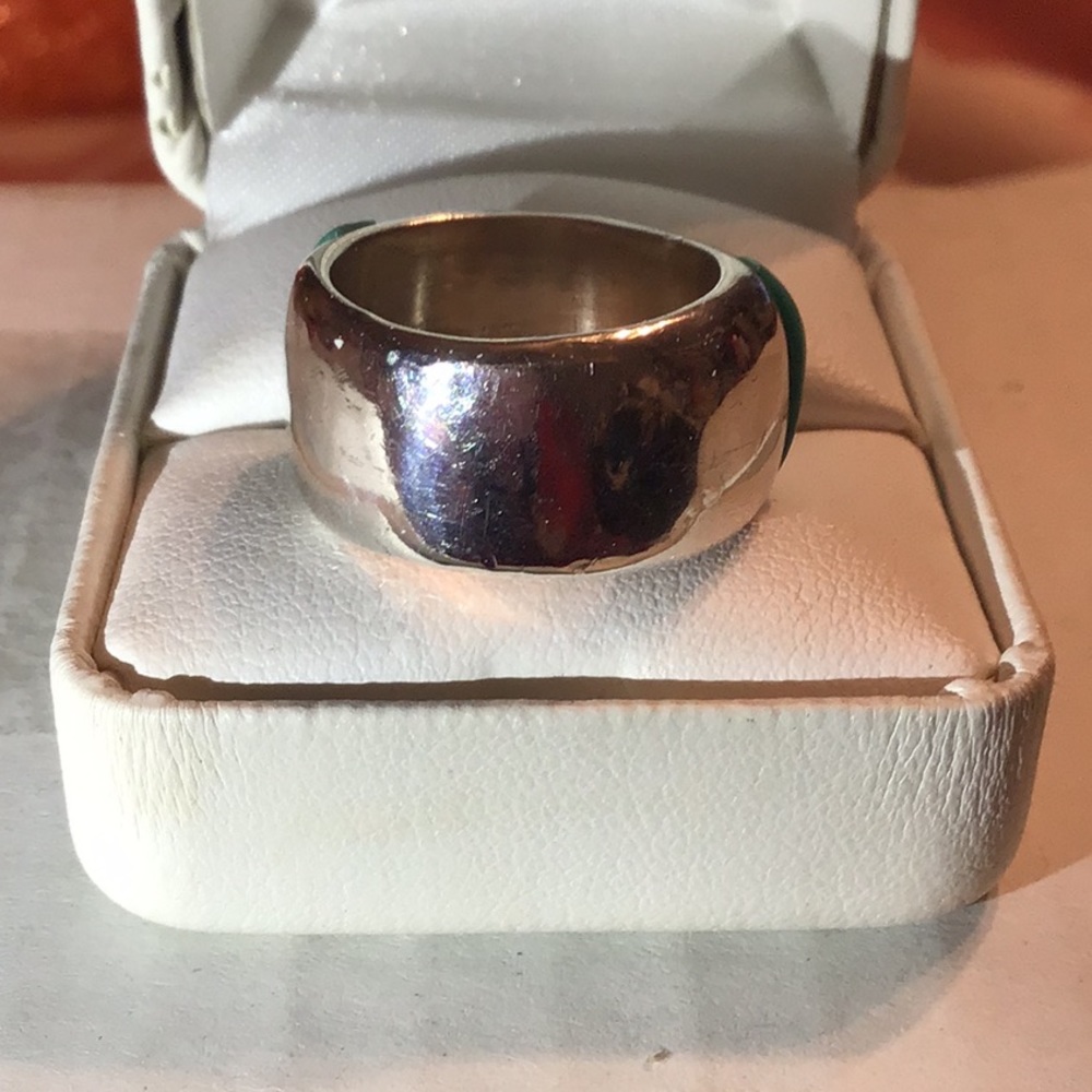SANEL VINTAGE TURQUOISE BAND RING SIGNED BY ARTIST - Picture 5 of 8